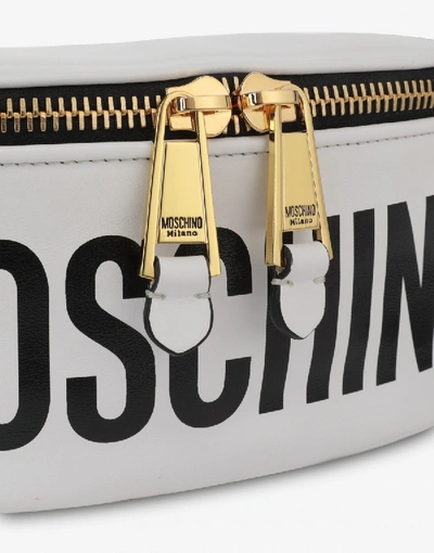 Shop Moschino Leather Waist Bag With Logo In White