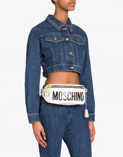 Shop Moschino Leather Waist Bag With Logo In White