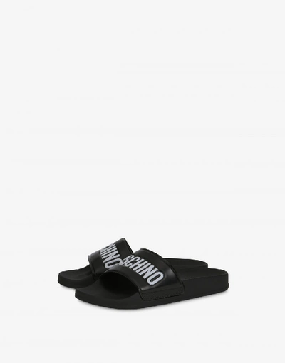 Shop Moschino Pvc Sandal Slide With Logo In Black