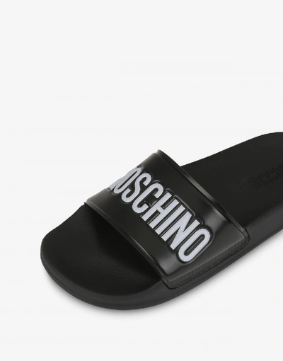 Shop Moschino Pvc Sandal Slide With Logo In Black