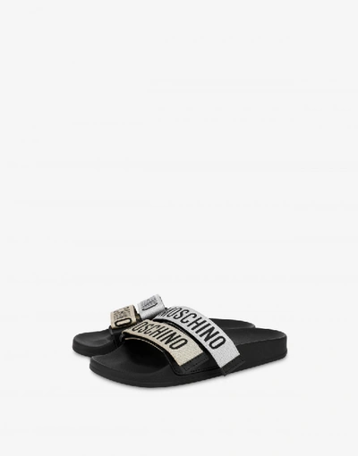 Shop Moschino Logo Tape Pool Slide In Black