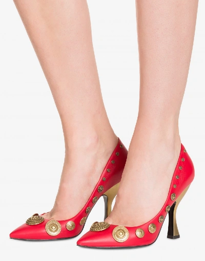 Shop Moschino Gladiator Pumps With Studs In Red