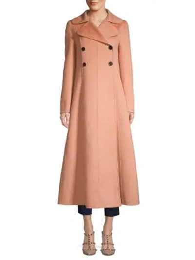 Shop Valentino Double Breasted Wool Coat In Salmon