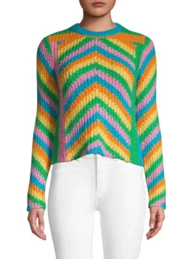 Shop Valentino Multicolored Chevron Sweater In Baiadera