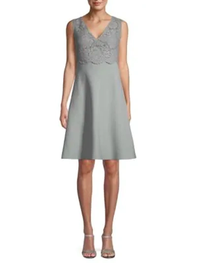 Shop Valentino Lace Wool Blend A-line Dress In Cristallo