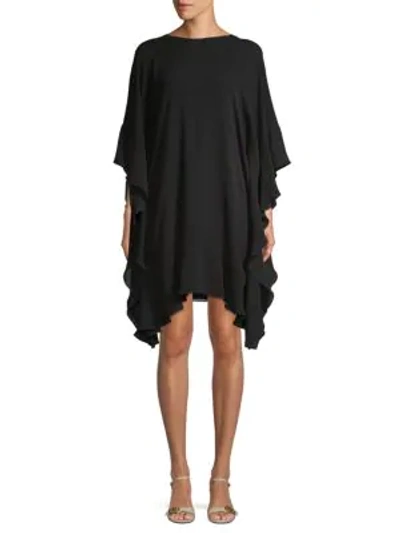 Shop Valentino Abiti Donna Stretch Silk Cape Dress In Nero