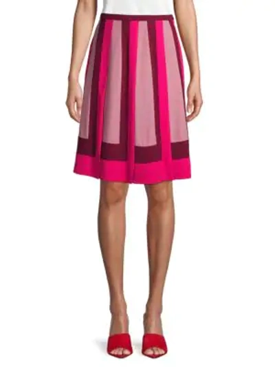Shop Valentino Colorblock Pleated Skirt In Raspberry