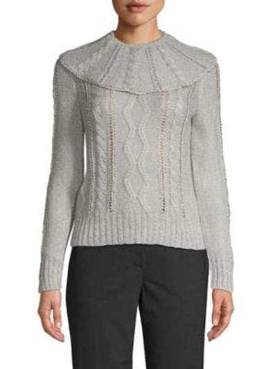 Shop Valentino Aurora Cableknit Sweater In Grey