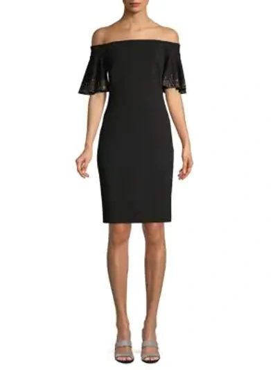 Shop Calvin Klein Collection Off-the-shoulder Sheath Dress In Black