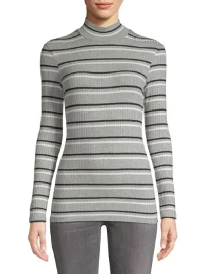 Shop Galvan Stripe Turtleneck In Grey Multi