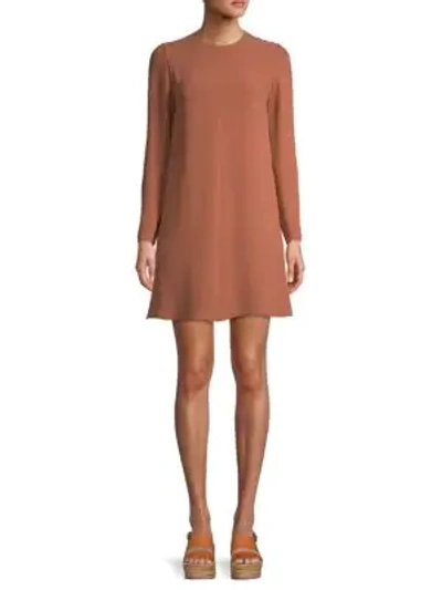 Shop Valentino Silk Mini A-line Dress In Brown