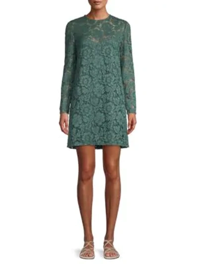 Shop Valentino Floral Lace Shift Dress In Giada