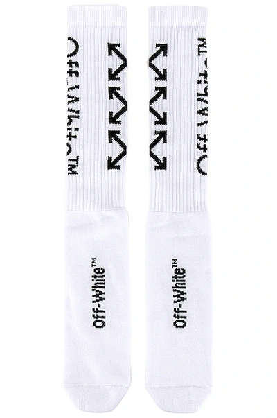 Shop Off-white Arrows Mid Length Socks In White & Black