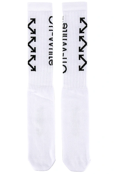 Shop Off-white Arrows Mid Length Socks In White & Black