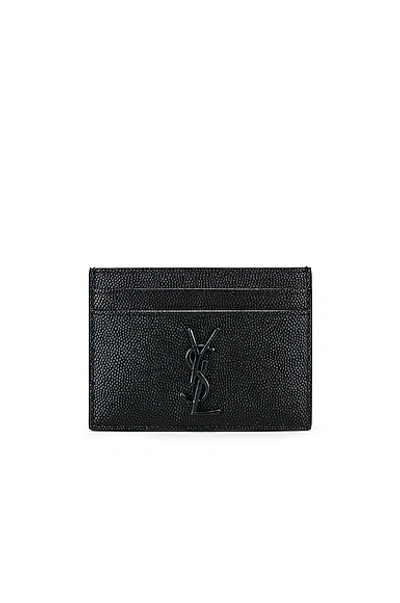 Shop Saint Laurent Monogram Credit Card Holder In Black