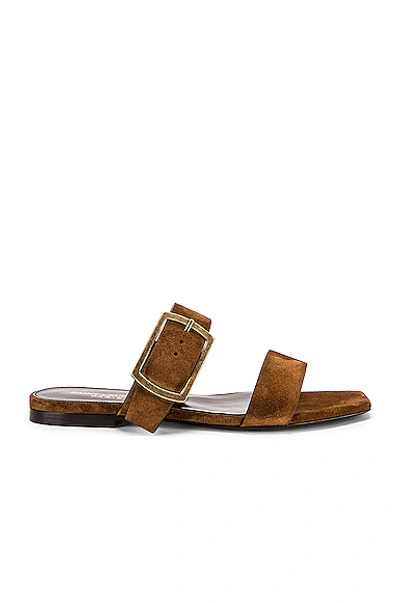 Shop Saint Laurent Suede Oak Sandals In Brown In Caramel