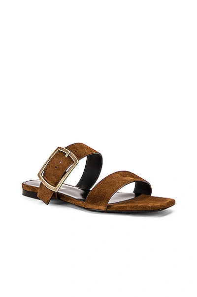 Shop Saint Laurent Suede Oak Sandals In Brown In Caramel