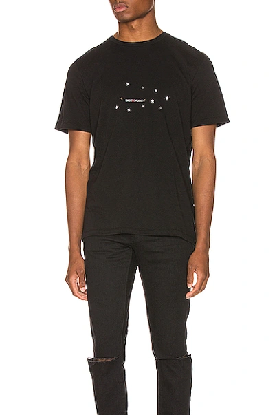 Shop Saint Laurent Star Logo Tee In Black & Silver