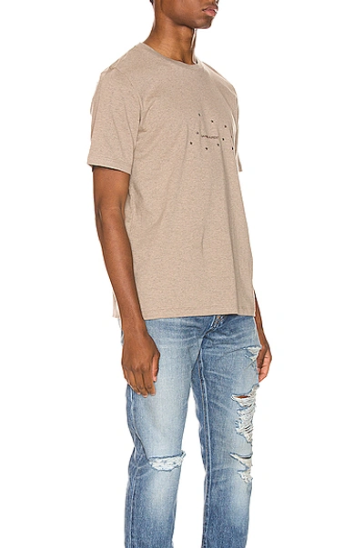 Shop Saint Laurent Star Logo Tee In Taupe & Gold