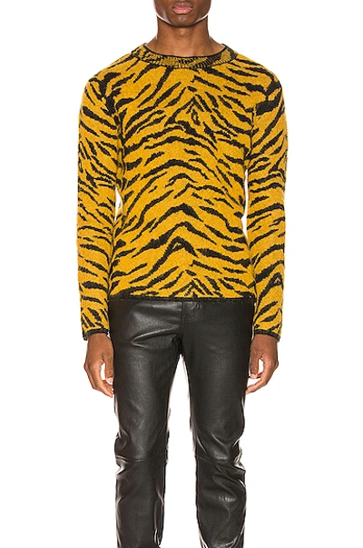 Shop Saint Laurent Zebra Jacquard Sweater In Yellow