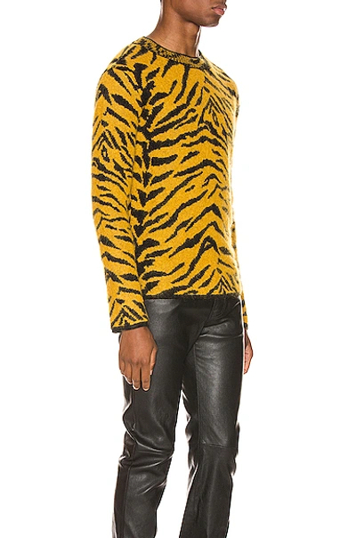 Shop Saint Laurent Zebra Jacquard Sweater In Yellow