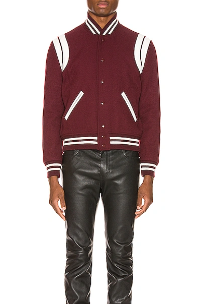 Shop Saint Laurent Teddy Jacket In Bordeaux