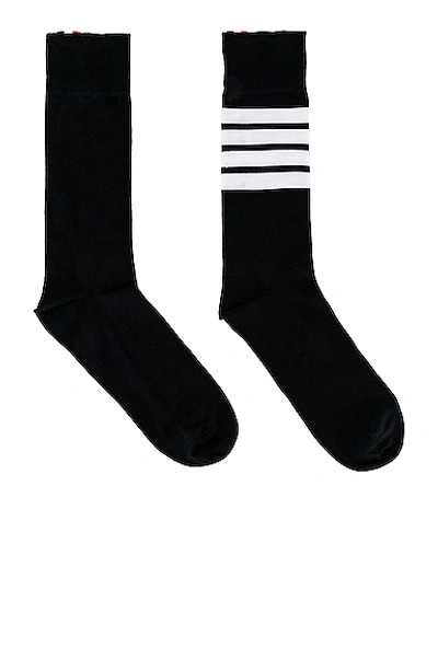 Shop Thom Browne Mid Calf Socks In Navy
