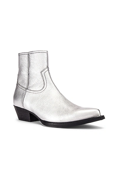 Shop Saint Laurent Lukas Ankle Boots In Silver