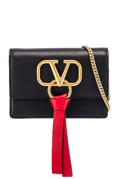 Shop Valentino Vlogo Ribbon Crossbody Bag In Black & Red