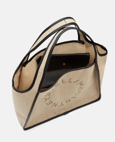 Shop Stella Mccartney Beige Stella Logo Tote Bag