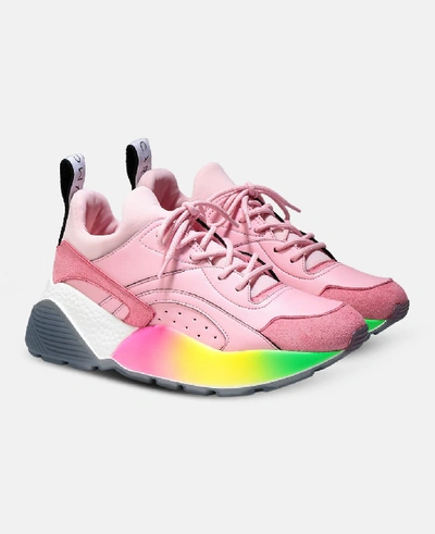 Shop Stella Mccartney Pink Fluo / Matte Grey Eclypse Rainbow Sneakers