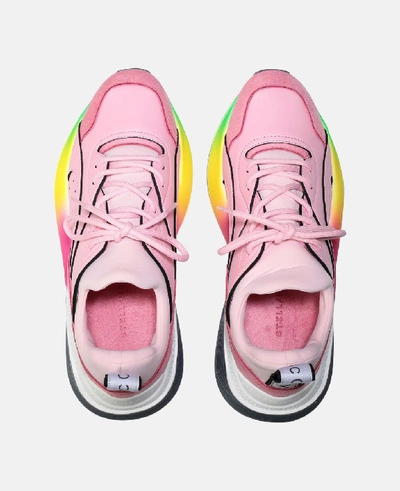 Shop Stella Mccartney Pink Fluo / Matte Grey Eclypse Rainbow Sneakers