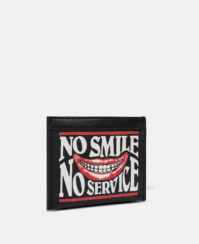 Shop Stella Mccartney Black No Smile No Service Card Case