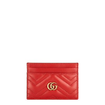 Shop Gucci Gg Marmont Red Leather Card Holder