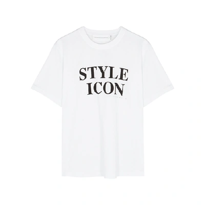 Shop Victoria Victoria Beckham White Printed Cotton T-shirt