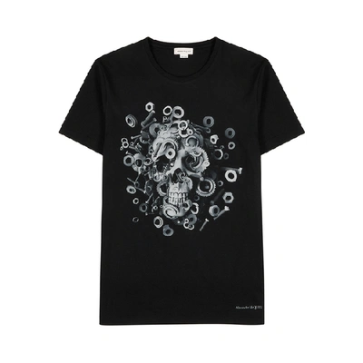 Shop Alexander Mcqueen Black Printed Cotton T-shirt