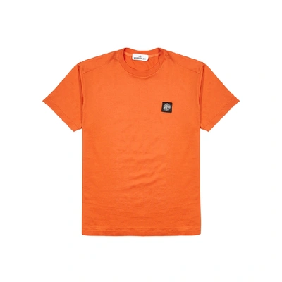 Shop Stone Island Orange Cotton T-shirt