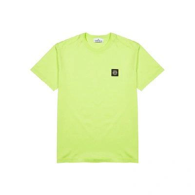 Shop Stone Island Lime Cotton T-shirt In Green