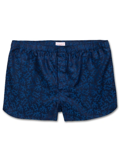 Shop Derek Rose Men's Modern Fit Boxer Shorts Paris 16 Cotton Jacquard Navy