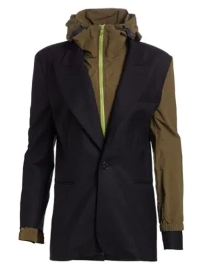 Shop Monse Wool & Nylon Double Layered Blazer Jacket In Midnight Orange