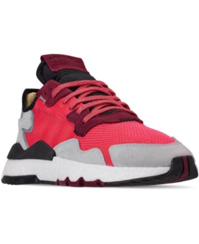 Shop Adidas Originals Men's Nite Jogger Running Sneakers From Finish Line In Shock Red/shock Red/grey