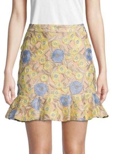 Shop Endless Rose Lace Mini Skirt In Yellow Multi