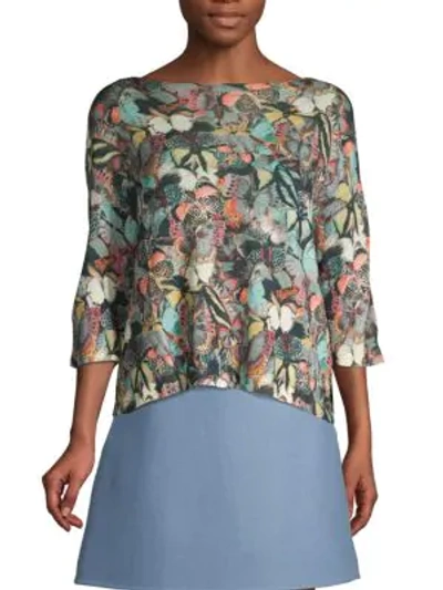 Shop Valentino Butterfly Print Cashmere Sweater In Multi