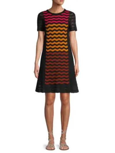 Shop M Missoni Abito Colorblock Chevron Knit Dress In Black