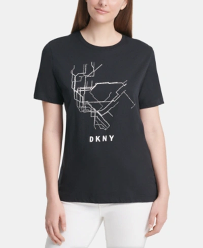 Shop Dkny Graphic-print T-shirt In Black