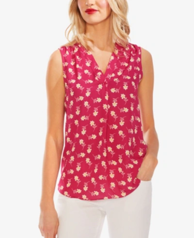 Shop Vince Camuto Printed V-neck Top In Wild Hibiscus
