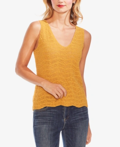 Shop Vince Camuto Wave-stitched Sweater Top In Amber Sun