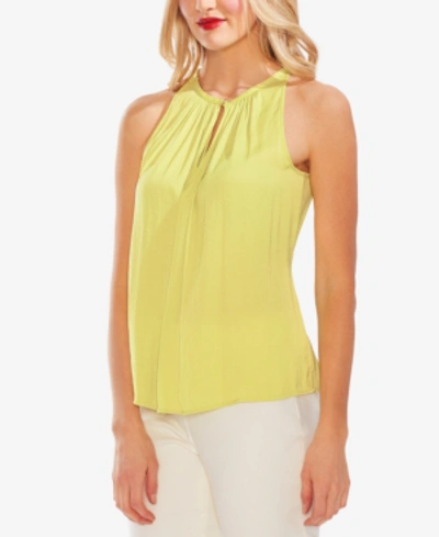 Shop Vince Camuto Gathered-neck Keyhole Top In Pale Green