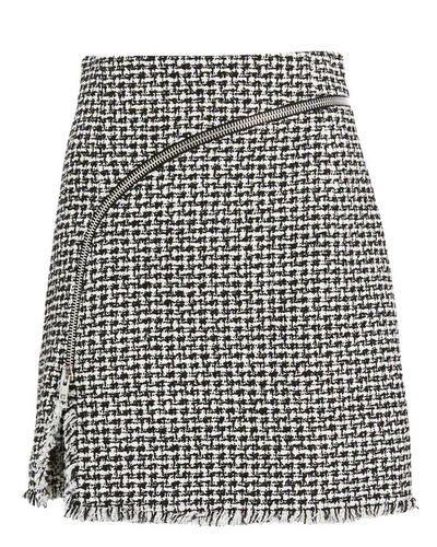 Shop Alexander Wang Zip Tweed Mini Skirt In Blk/wht