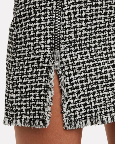 Shop Alexander Wang Zip Tweed Mini Skirt In Blk/wht